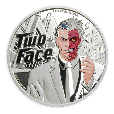 A picture of a 1 oz Two-Face Silver Coin (2022)